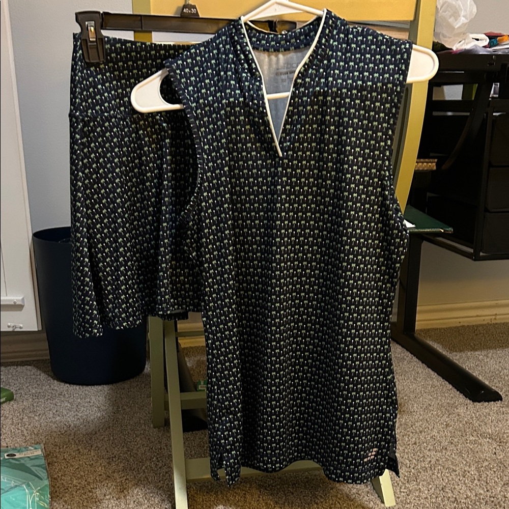 BCG Navy and Green Palm Tree Golf outfit